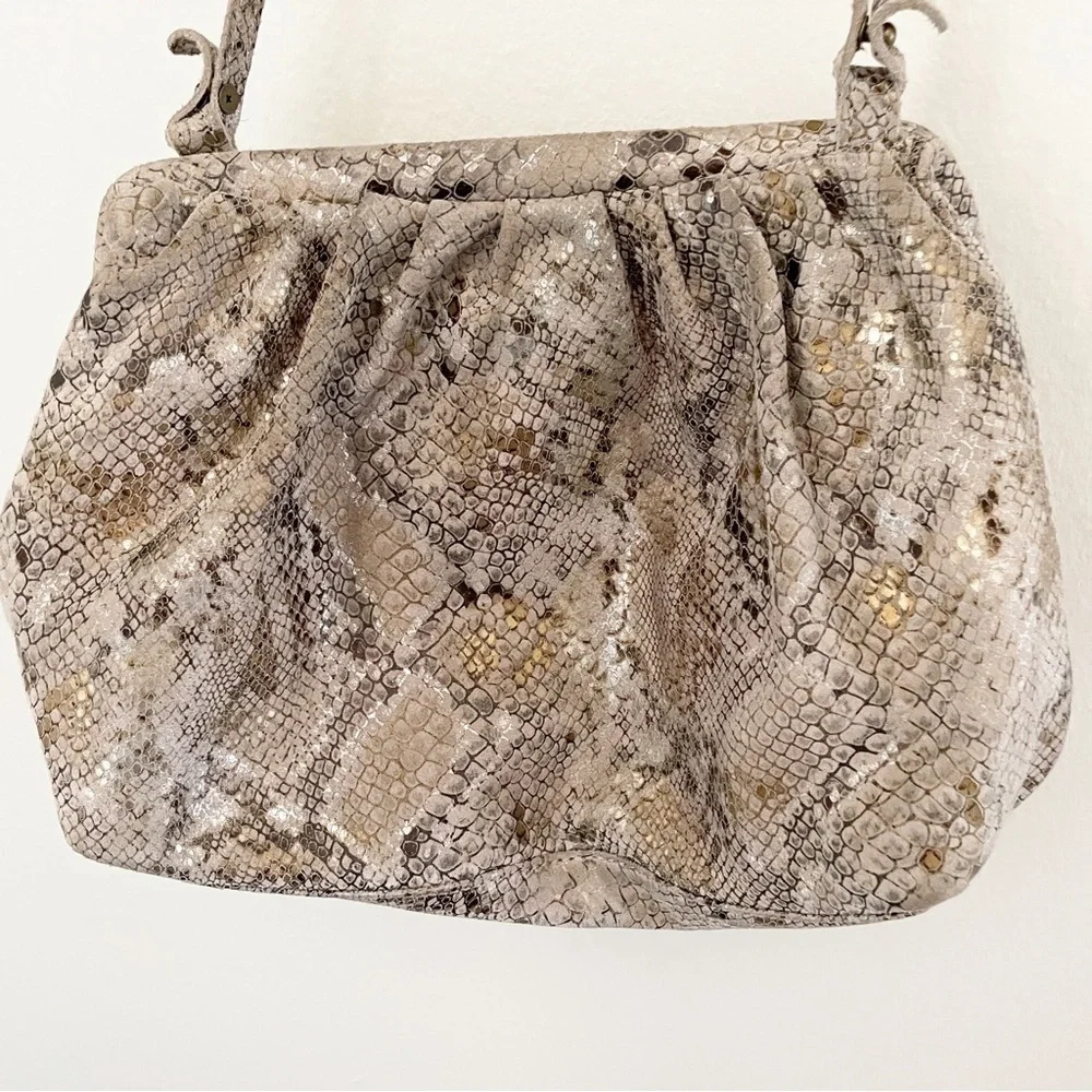 Free People Snake Print Echo Clutch Shoulder Bag